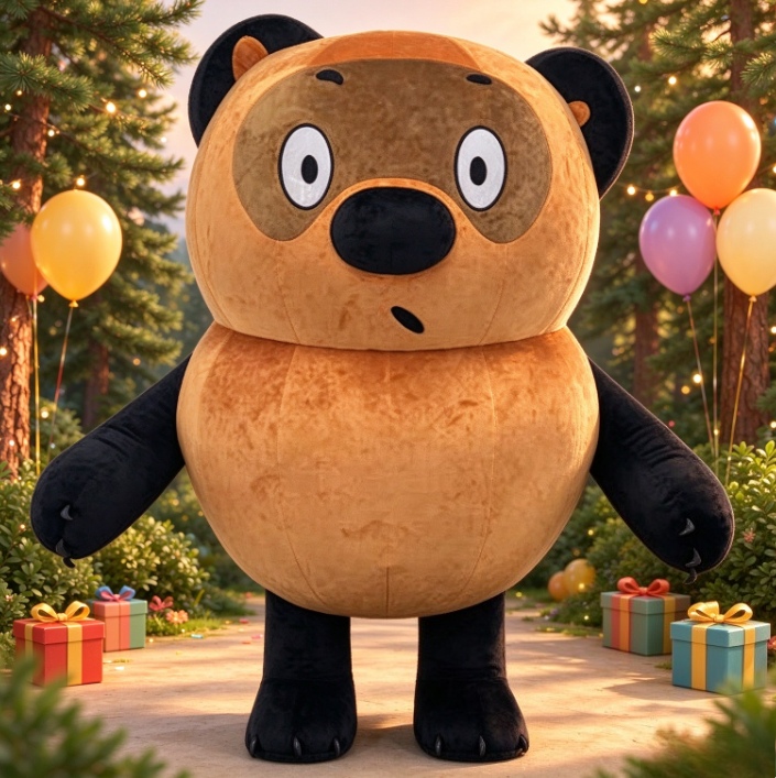 Event & Party Supply - Kahverengi Siyah Ayı Şişme Maskot Kostümü,