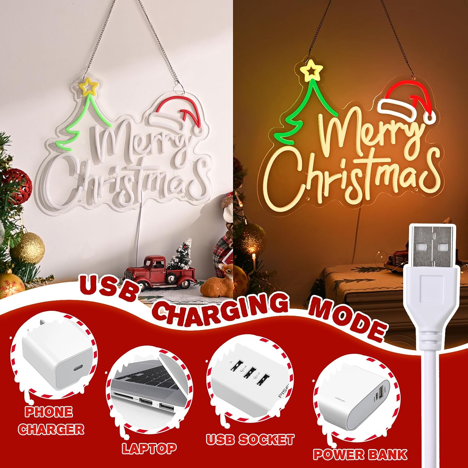 Noel Temalı Neon Tabelası, USB - Neon Sign Party incelemesi ve fiyatı