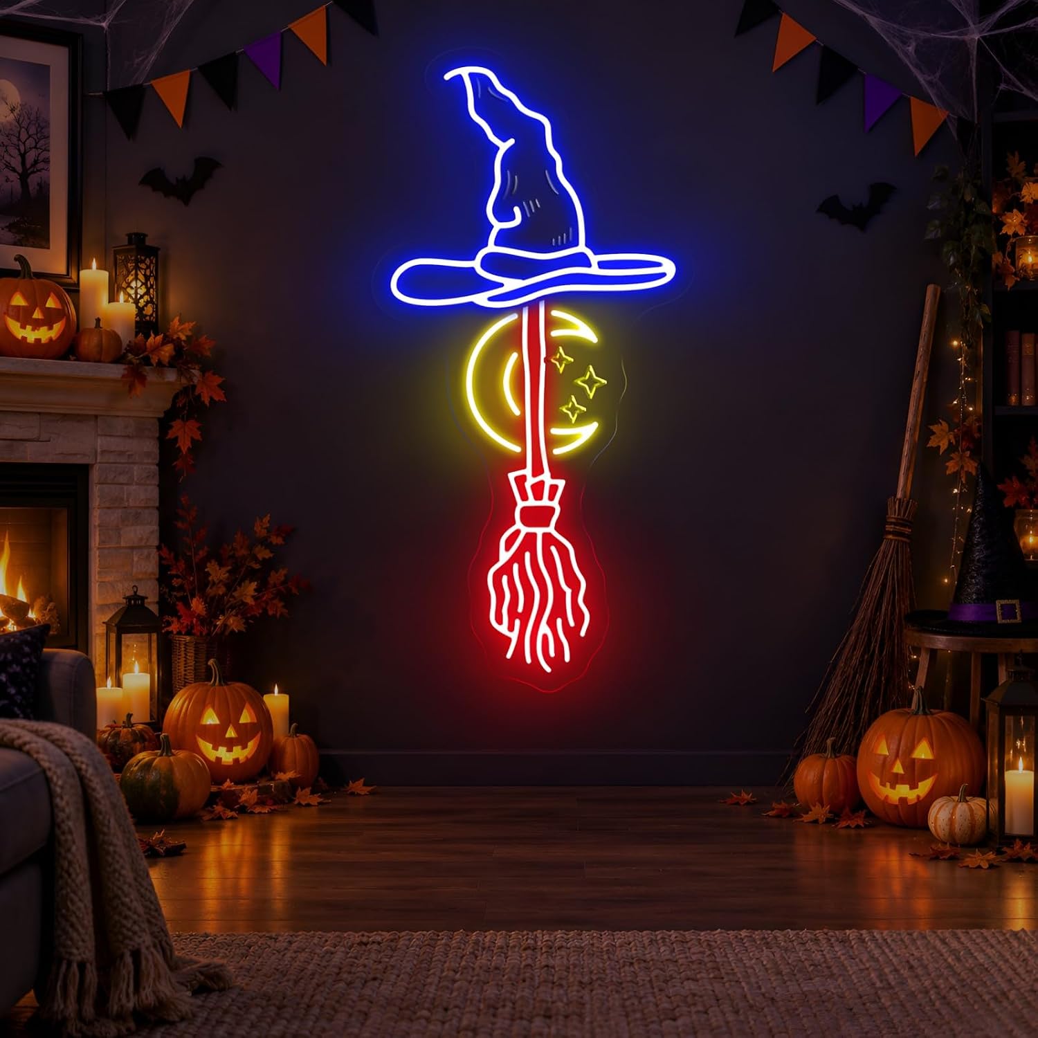 Cadı Şapkası ve Süpürge Neon T - Neon Sign Party incelemesi ve fiyatı