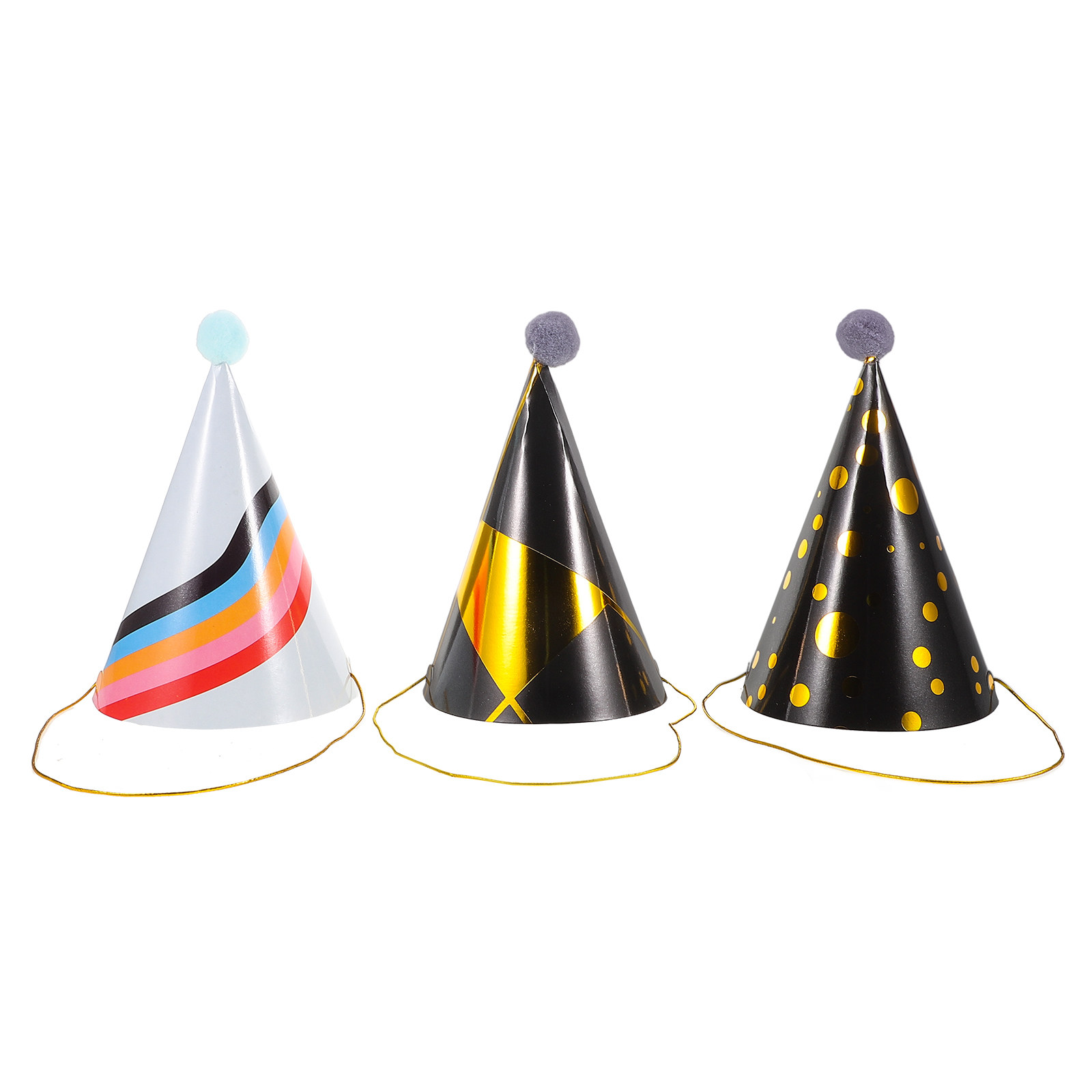 3 Adet Altın Folyo Detaylı Kağ - Party Hat Cone incelemesi ve fiyatı