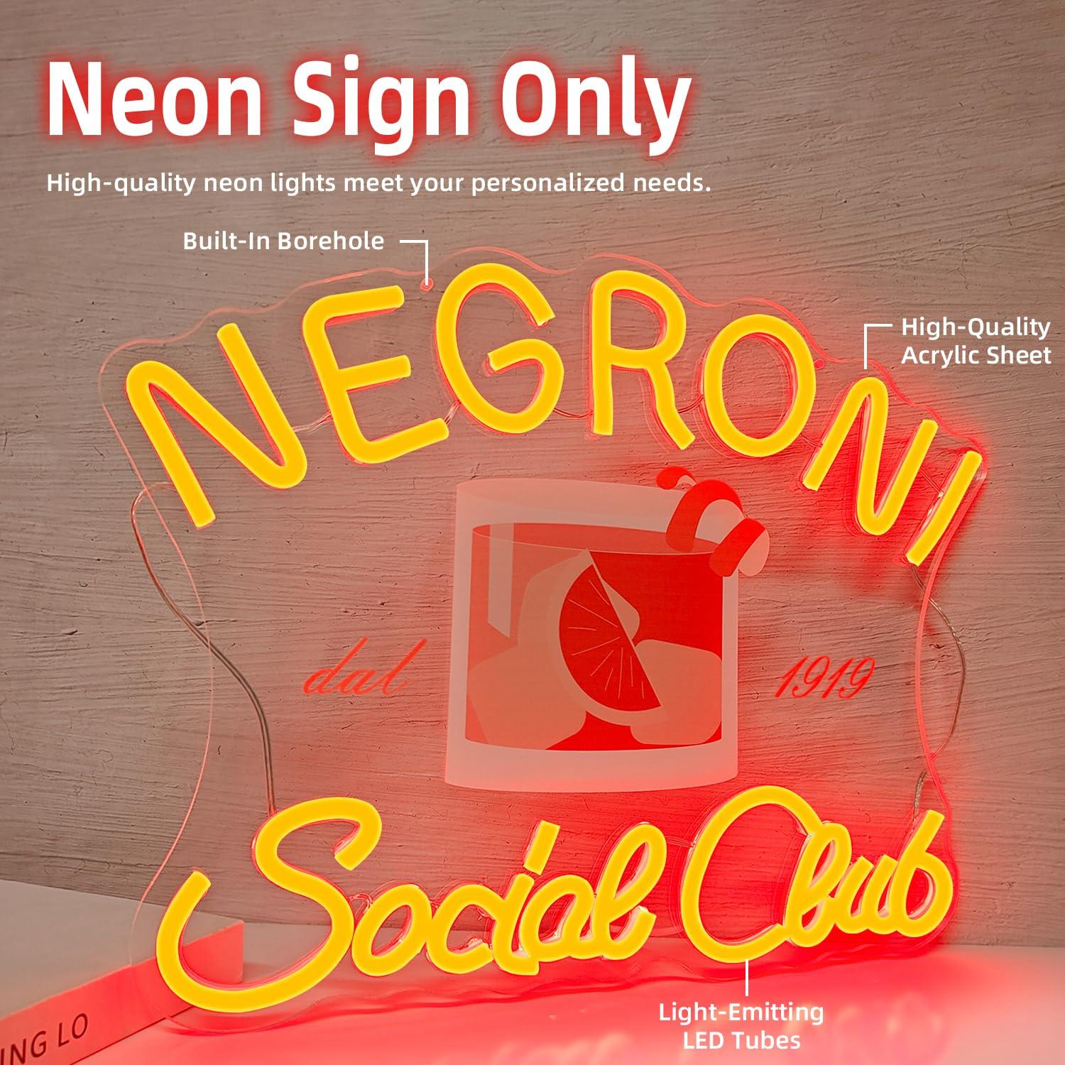 Negroni Sosyal Kulübü Neon Tab - Neon Sign Party incelemesi ve fiyatı